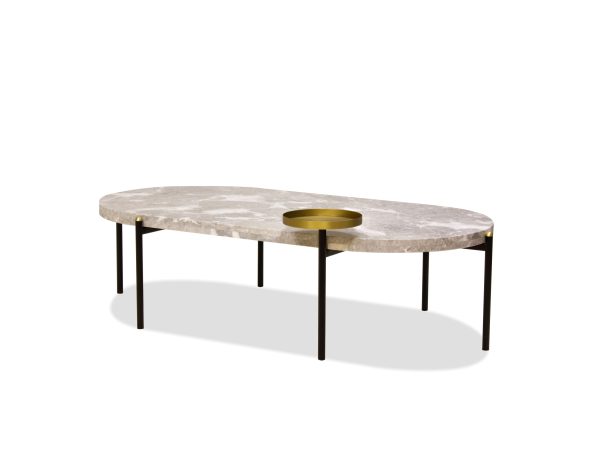 VELODROME Coffee Table Grey Calacatta Viola Marble Black Frame