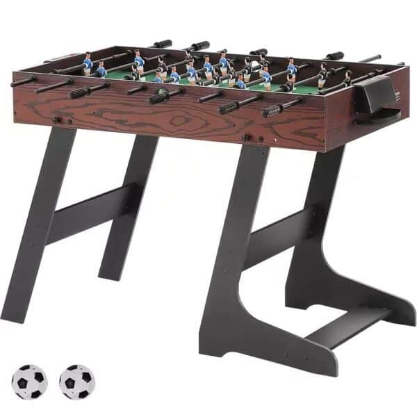 Foldable Foosball Table Walnut Finish with 2 Balls Standard Size