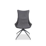 VITA Steel Grey Fabric Dining Chair Black Metal Base