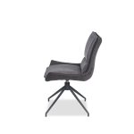 VITA Steel Grey Fabric Dining Chair Black Metal Base