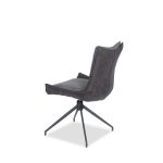 VITA Steel Grey Fabric Dining Chair Black Metal Base