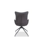 VITA Steel Grey Fabric Dining Chair Black Metal Base