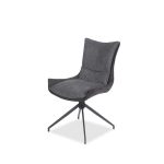 VITA Steel Grey Fabric Dining Chair Black Metal Base
