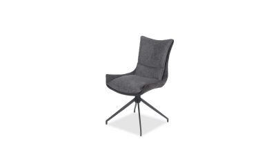 VITA Steel Grey Fabric Dining Chair Black Metal Base