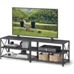 Industrial Black Metal and Wood TV Stand for 70-inch TVs 6 Industrial Black Metal and Wood TV Stand for 70-inch TVs