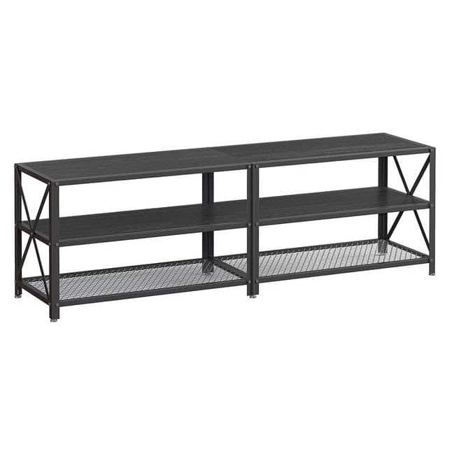 Industrial Black Metal and Wood TV Stand for 70-inch TVs 2 Industrial Black Metal and Wood TV Stand for 70-inch TVs - Image 2