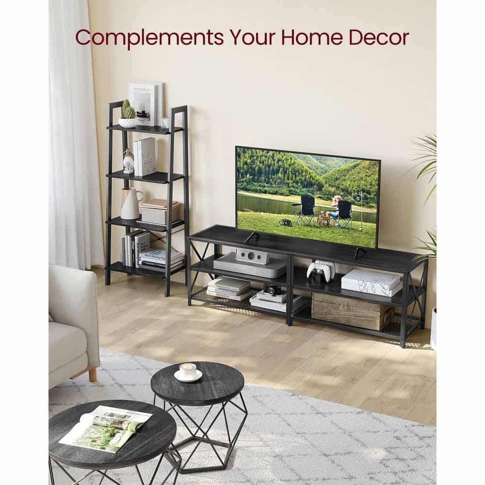 Industrial Black Metal and Wood TV Stand for 70-inch TVs 3 Industrial Black Metal and Wood TV Stand for 70-inch TVs - Image 3