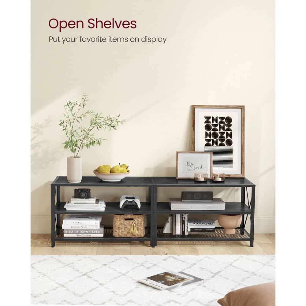 Industrial Black Metal and Wood TV Stand for 70-inch TVs 4 Industrial Black Metal and Wood TV Stand for 70-inch TVs - Image 4