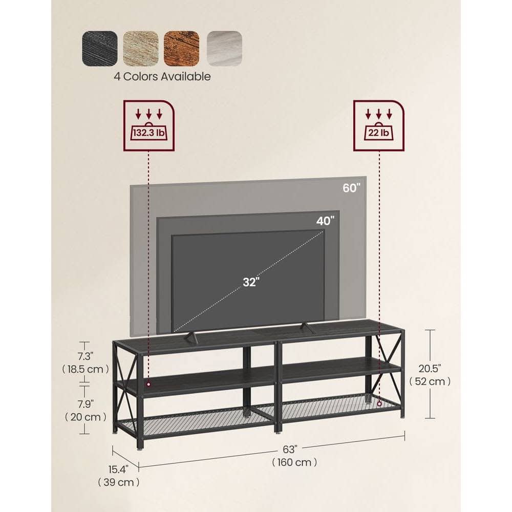 Industrial Black Metal and Wood TV Stand for 70-inch TVs 5 Industrial Black Metal and Wood TV Stand for 70-inch TVs - Image 5