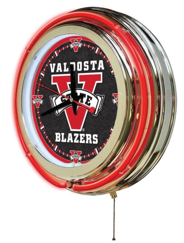 Valdosta State University 15 Neon Logo Clock in Chrome