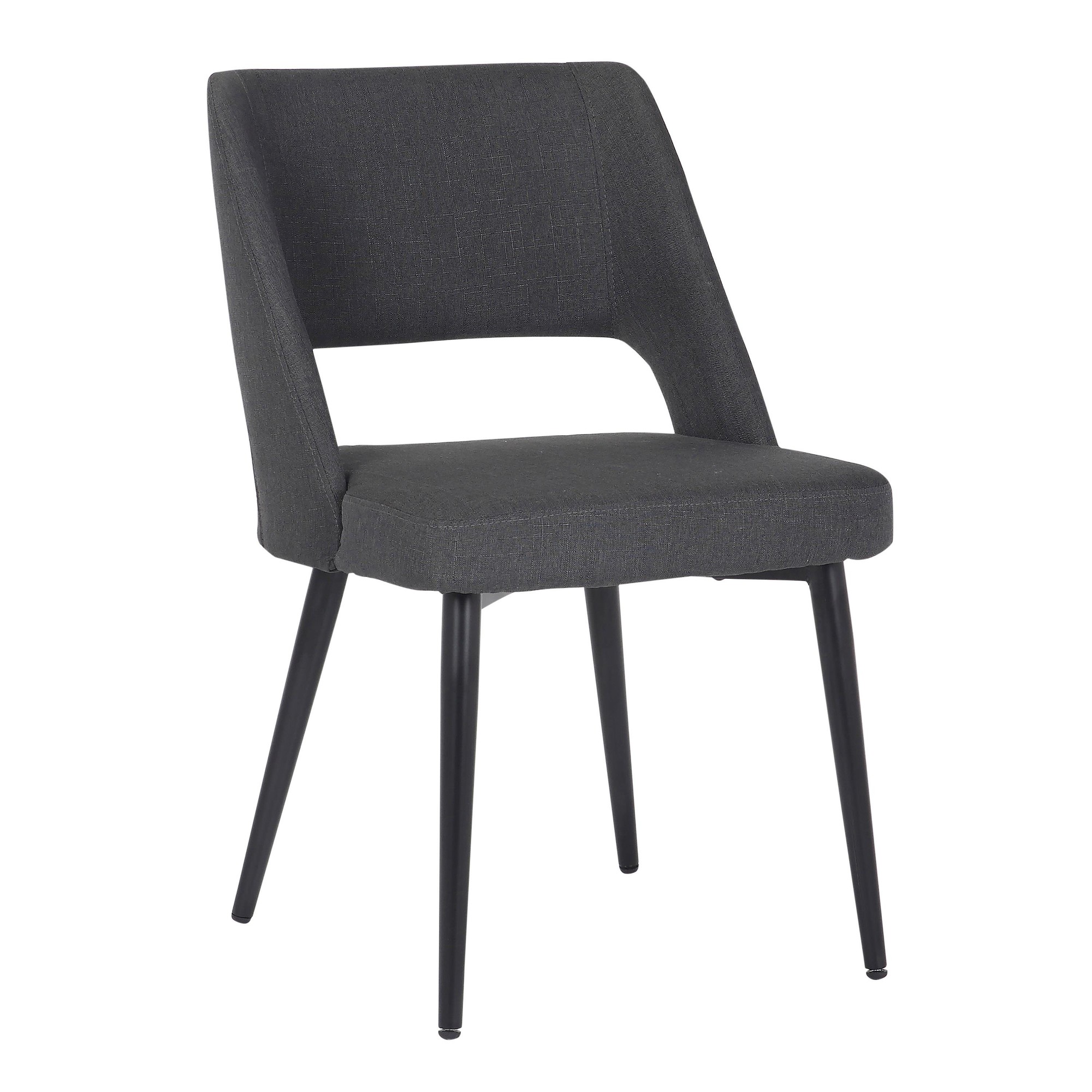 Valencia Mid-Century Modern Black Steel Charcoal Fabric Chair 2 Valencia Mid-Century Modern Black Steel Charcoal Fabric Chair - Image 2