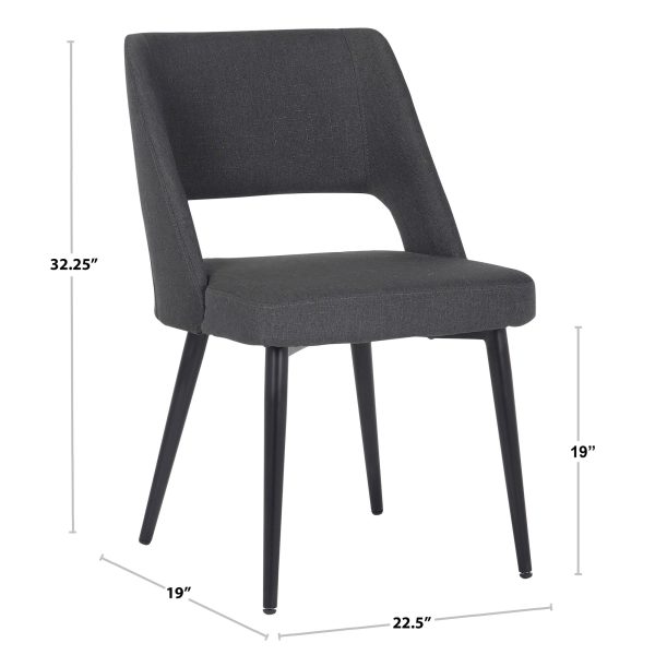 Valencia Mid Century Modern Black Steel Charcoal Fabric Chair 10