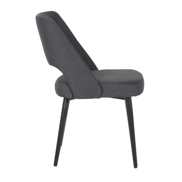 Valencia Mid Century Modern Black Steel Charcoal Fabric Chair 2