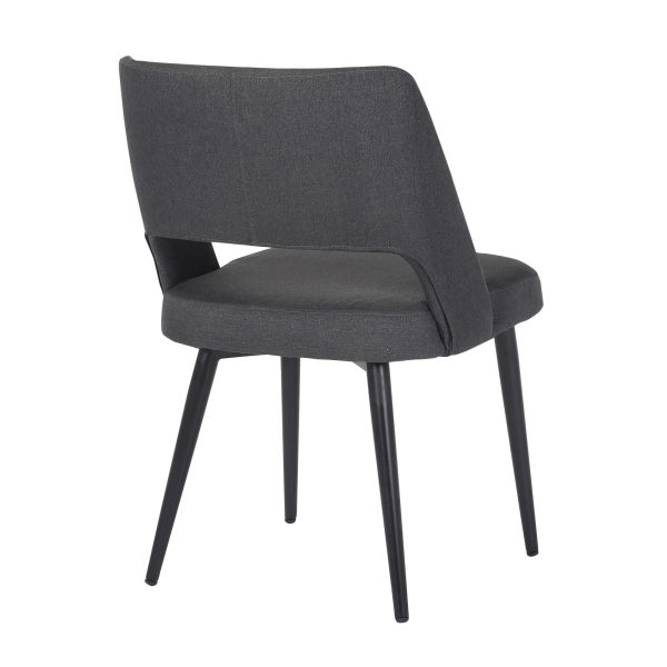 Valencia Mid Century Modern Black Steel Charcoal Fabric Chair 3