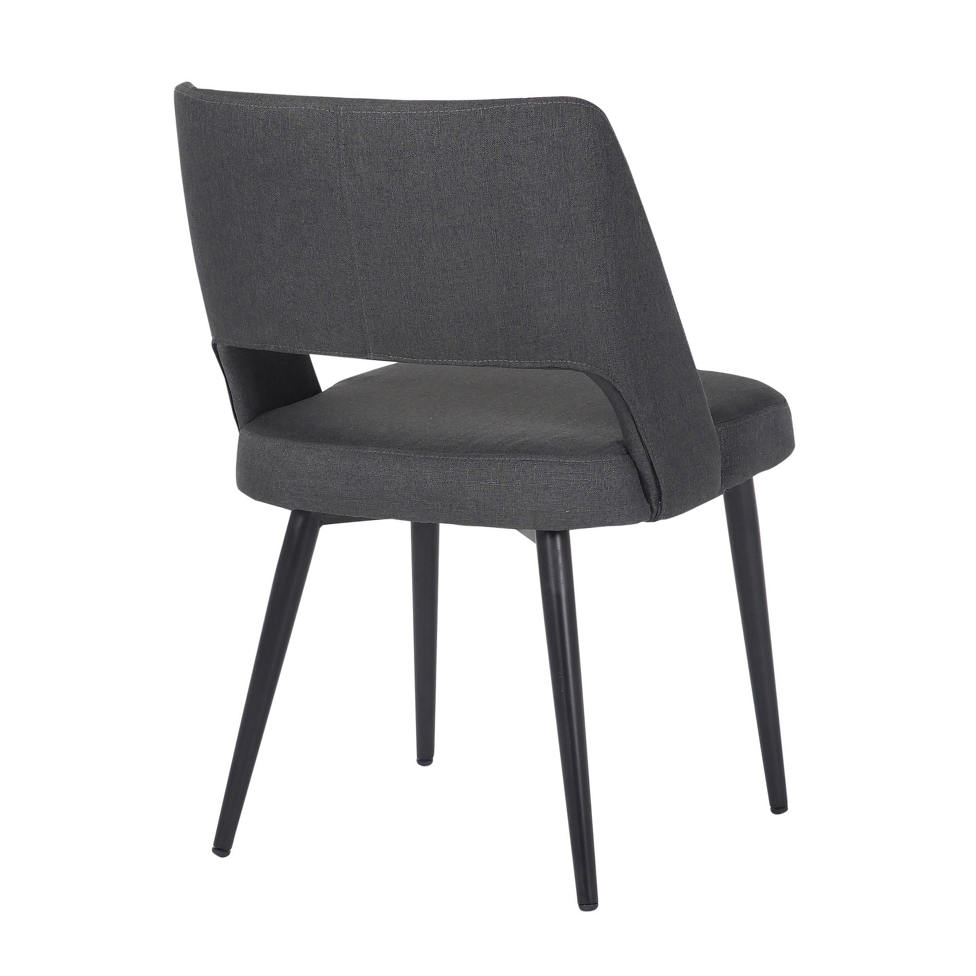 Valencia Mid-Century Modern Black Steel Charcoal Fabric Chair 4 Valencia Mid-Century Modern Black Steel Charcoal Fabric Chair - Image 4