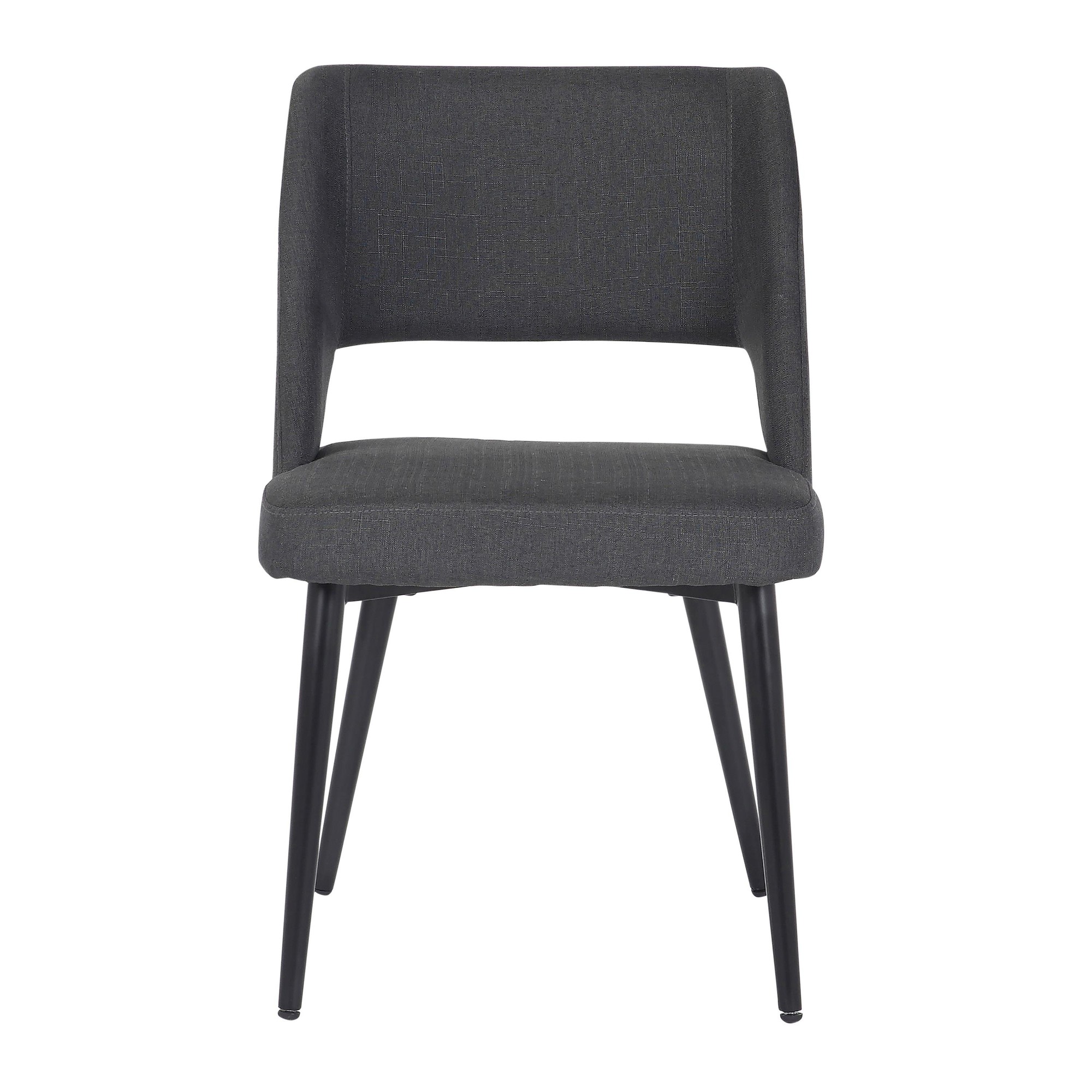 Valencia Mid-Century Modern Black Steel Charcoal Fabric Chair 6 Valencia Mid-Century Modern Black Steel Charcoal Fabric Chair - Image 6