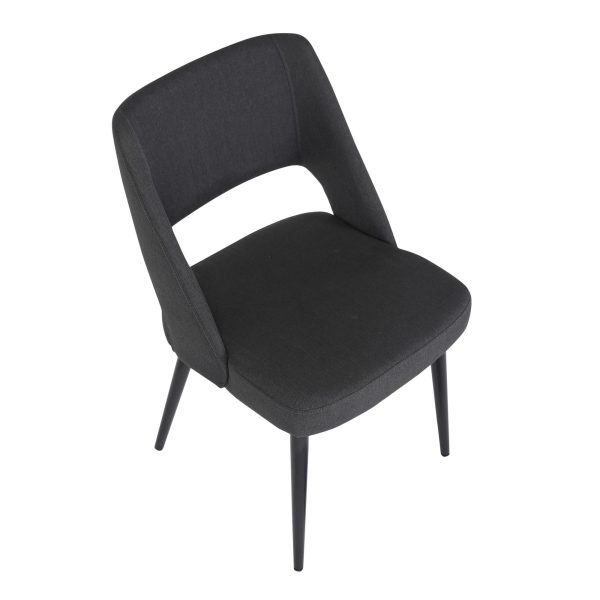 Valencia Mid Century Modern Black Steel Charcoal Fabric Chair 6