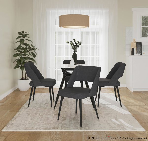Valencia Mid Century Modern Black Steel Charcoal Fabric Chair