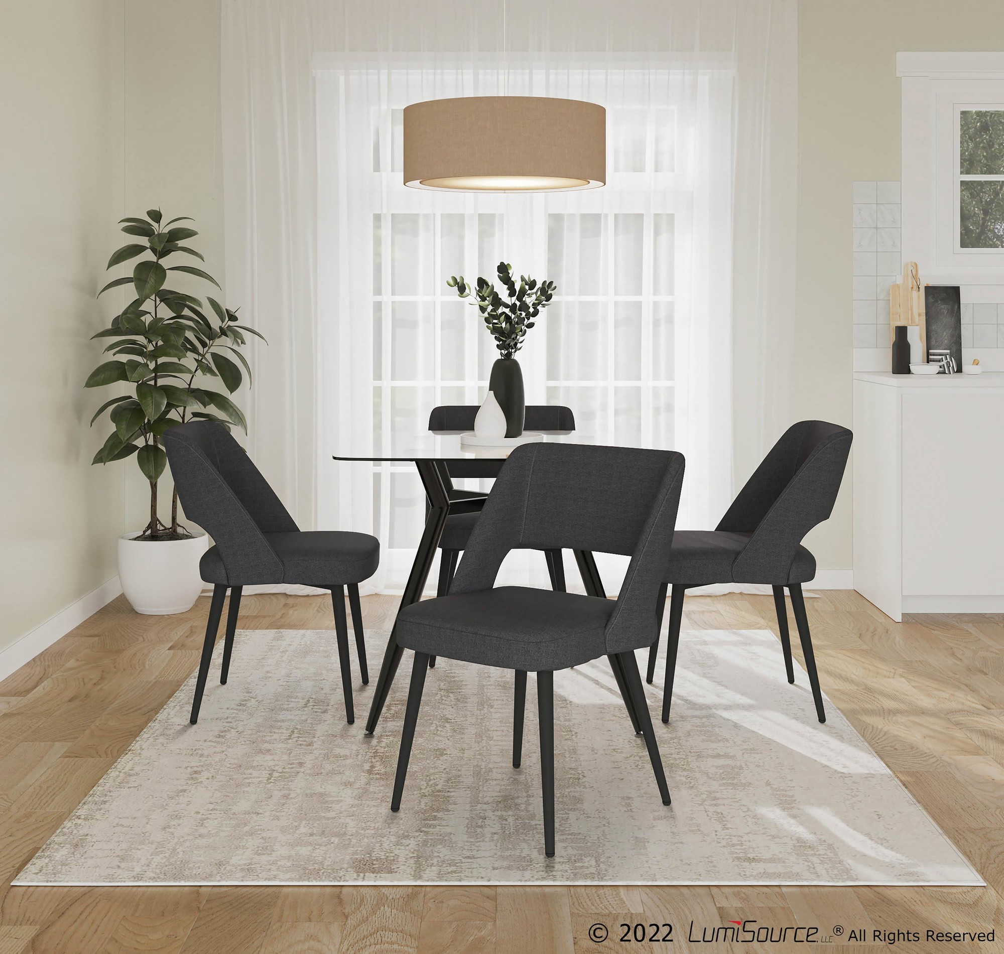 Valencia Mid-Century Modern Black Steel Charcoal Fabric Chair 1 Valencia Mid-Century Modern Black Steel Charcoal Fabric Chair