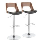Valencia Mid-Century Modern Swivel Barstools Black (Set of 2)