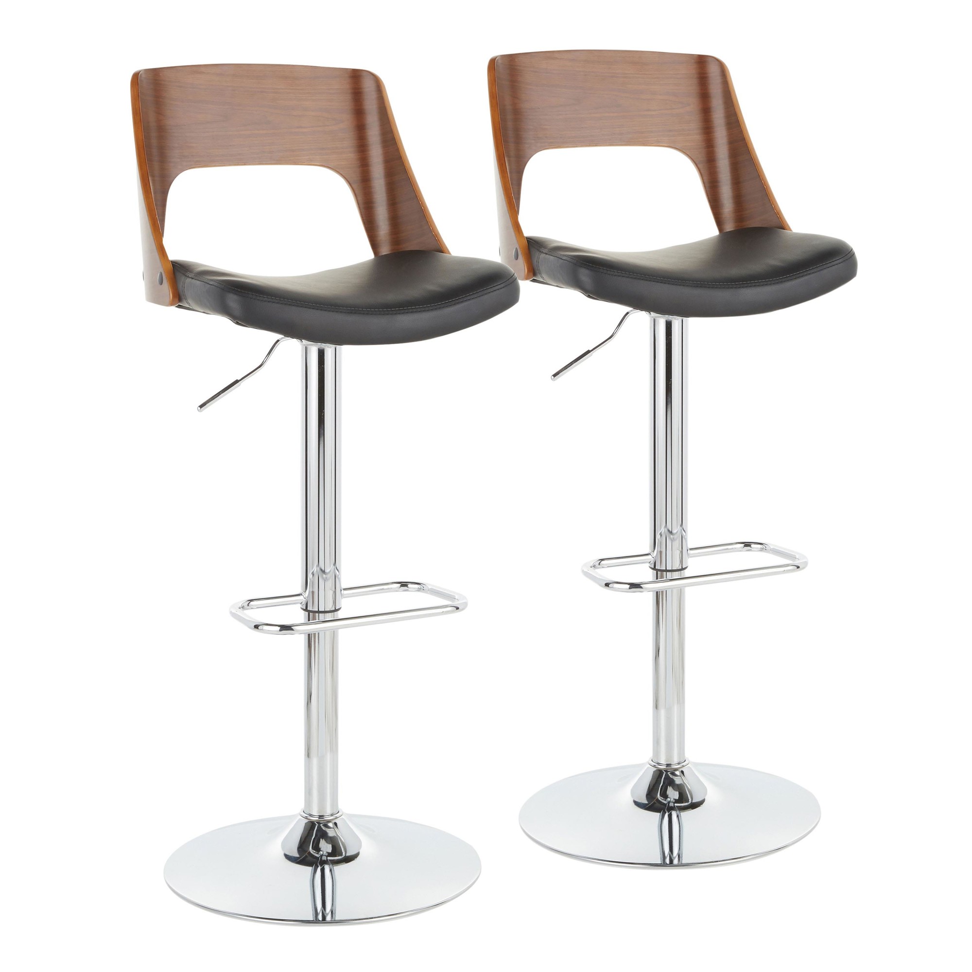 Valencia Mid-Century Modern Swivel Barstools Black (Set of 2) 6 Valencia Mid-Century Modern Swivel Barstools Black (Set of 2) - Image 6