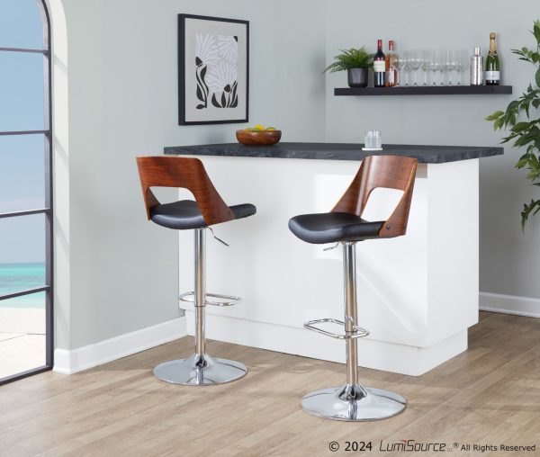 Valencia Mid Century Modern Swivel Barstools Black Set of 2