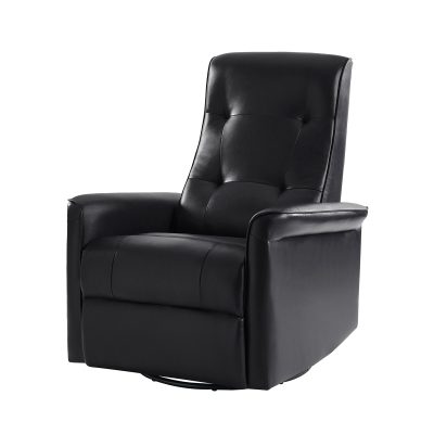 Valentin Black Vegan Leather Swivel Rocking Power Recliner USB