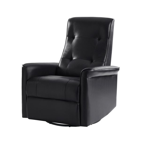 Valentin Black Vegan Leather Swivel Rocking Power Recliner USB
