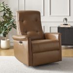 Valentin Vegan Leather Swivel Rocking Power Recliner USB Camel