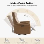 Valentin Vegan Leather Swivel Rocking Power Recliner USB Camel