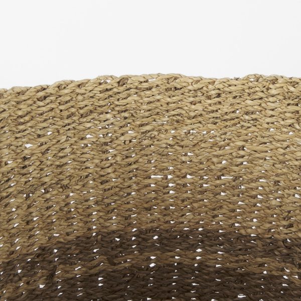Vance 17.7L x 17.7W x 11.8H Light Brown Palm Leaf and Seagrass Round Basket W Handles 4
