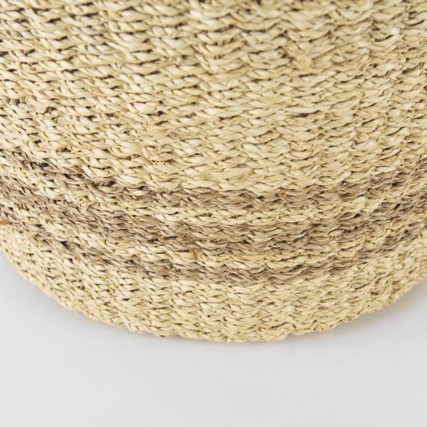 Vance 17.7L x 17.7W x 11.8H Light Brown Palm Leaf and Seagrass Round Basket W Handles 5