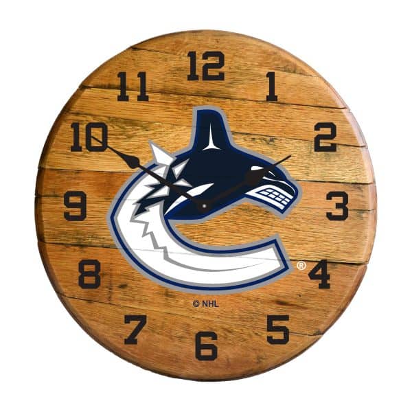 Vancouver Canucks Oak Barrel Clock 2