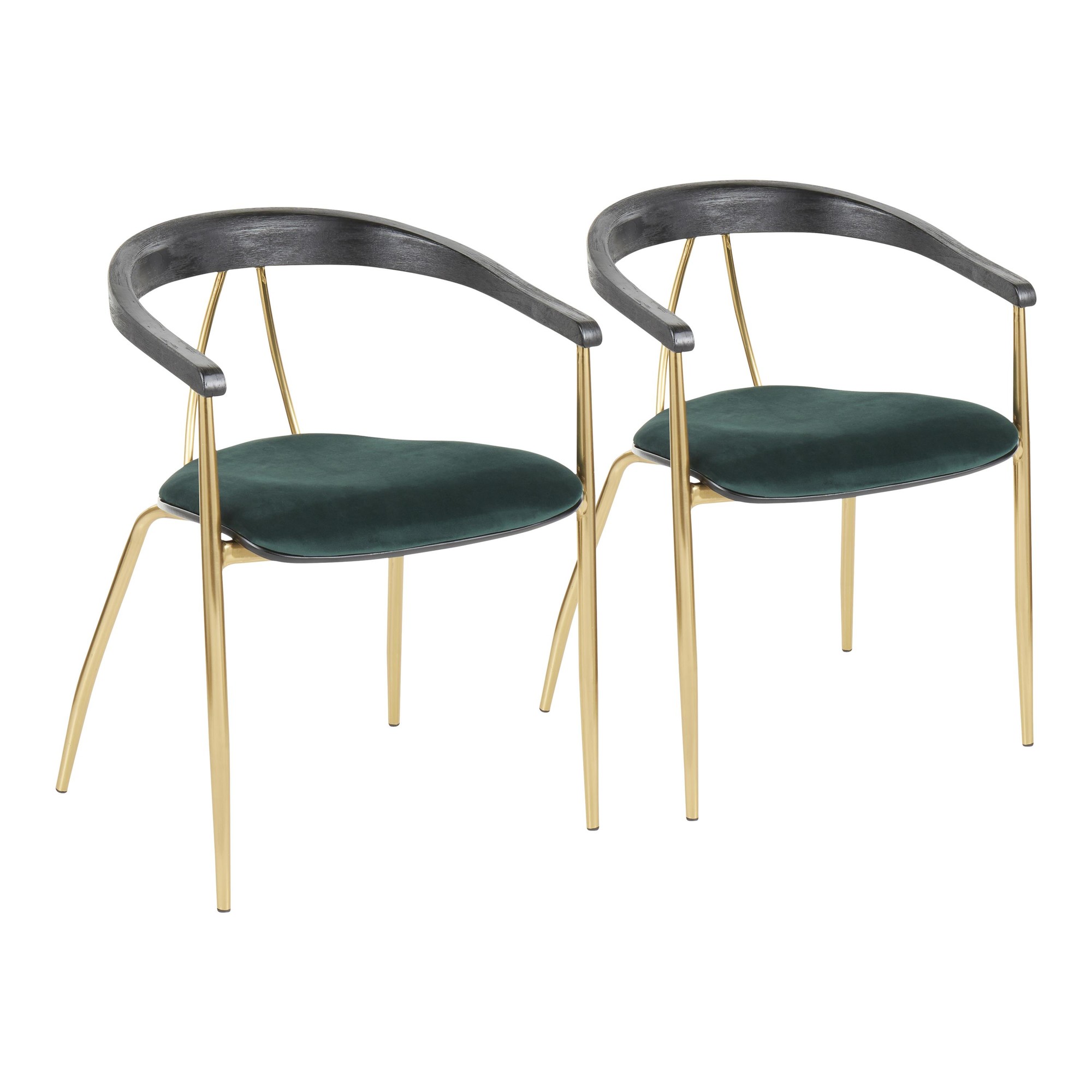 Vanessa Gold Green Velvet Contemporary Dining Chairs (Set of 2) 3 Vanessa Gold Green Velvet Contemporary Dining Chairs (Set of 2) - Image 3