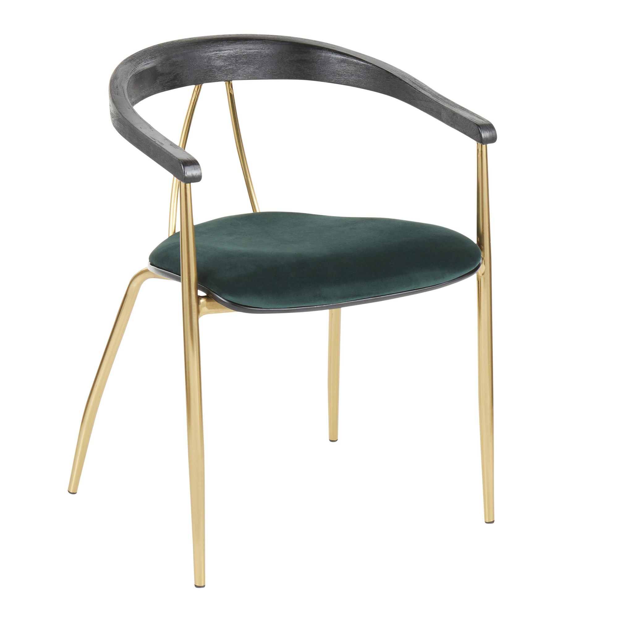 Vanessa Gold Green Velvet Contemporary Dining Chairs (Set of 2) 4 Vanessa Gold Green Velvet Contemporary Dining Chairs (Set of 2) - Image 4