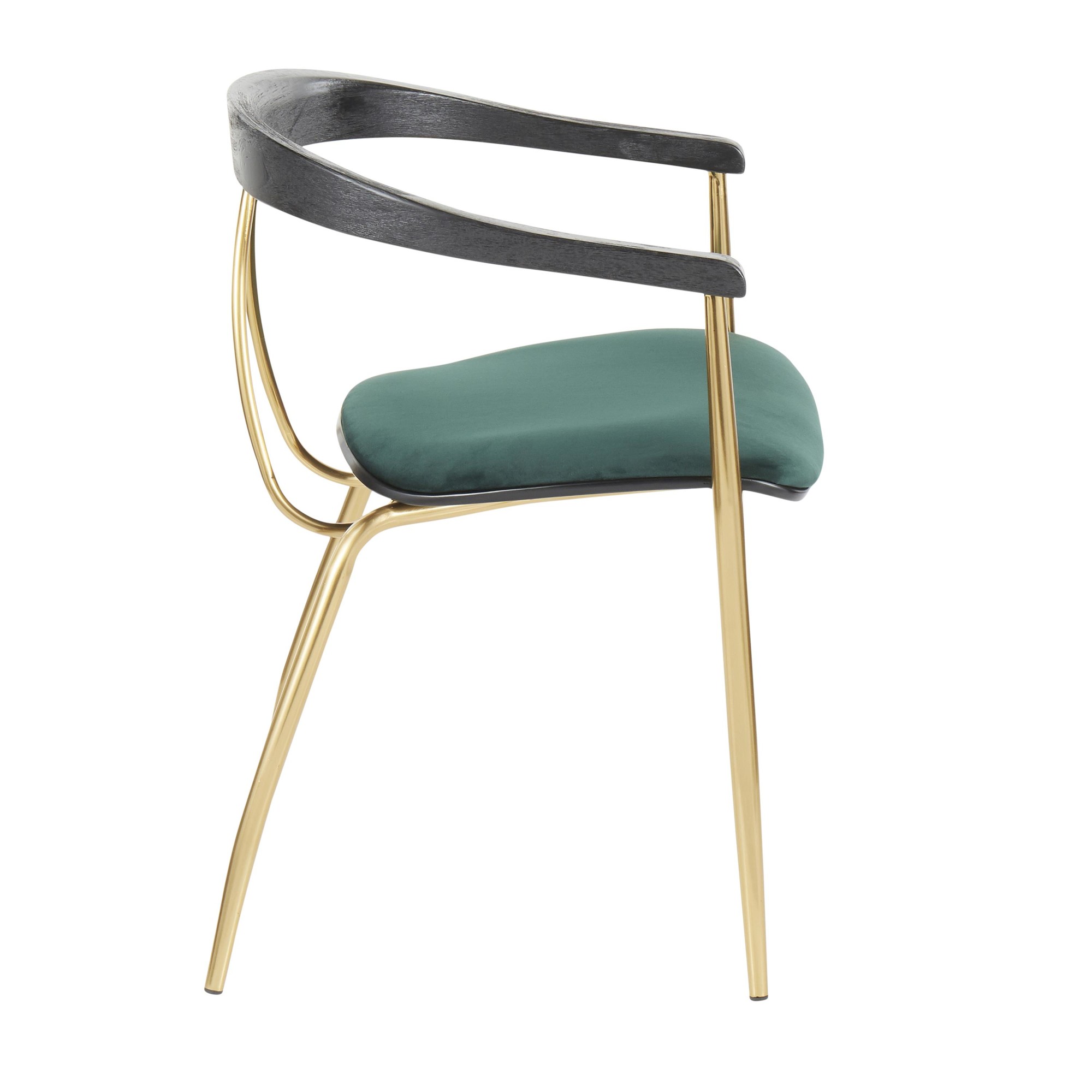 Vanessa Gold Green Velvet Contemporary Dining Chairs (Set of 2) 5 Vanessa Gold Green Velvet Contemporary Dining Chairs (Set of 2) - Image 5