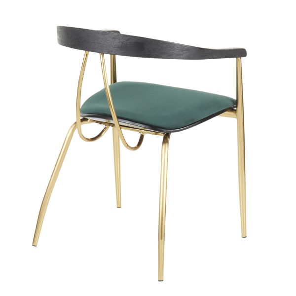Vanessa Gold Green Velvet Contemporary Dining Chairs Set of 2 5