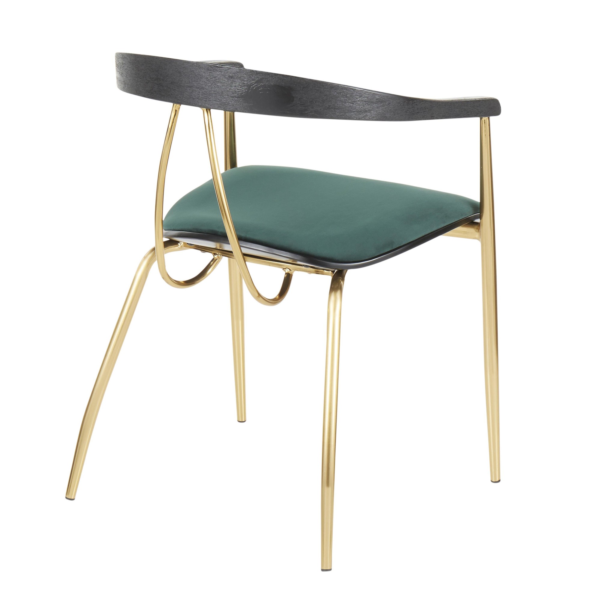 Vanessa Gold Green Velvet Contemporary Dining Chairs (Set of 2) 6 Vanessa Gold Green Velvet Contemporary Dining Chairs (Set of 2) - Image 6