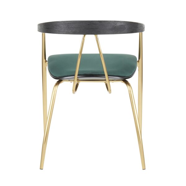 Vanessa Gold Green Velvet Contemporary Dining Chairs Set of 2 6