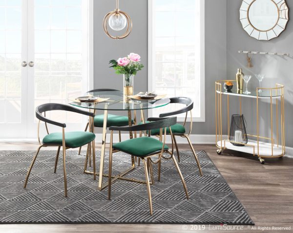 Vanessa Gold Green Velvet Contemporary Dining Chairs Set of 2