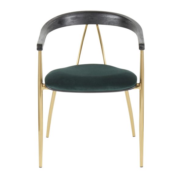 Vanessa Gold Green Velvet Contemporary Dining Chairs Set of 2 7