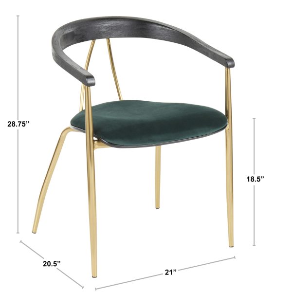 Vanessa Gold Green Velvet Contemporary Dining Chairs Set of 2 9