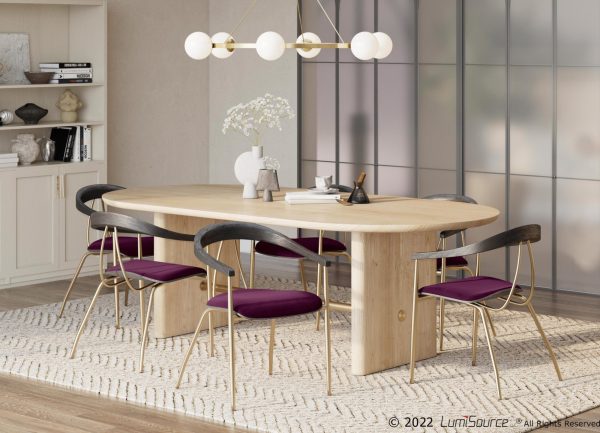Vanessa Gold and Purple Velvet Contemporary Dining Chairs Set of 2 1