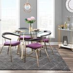 Vanessa Gold and Purple Velvet Contemporary Dining Chairs (Set of 2)