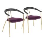 Vanessa Gold and Purple Velvet Contemporary Dining Chairs (Set of 2)