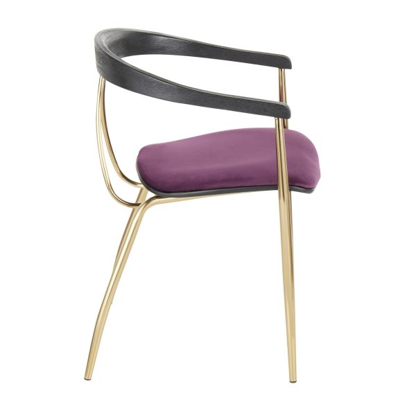 Vanessa Gold and Purple Velvet Contemporary Dining Chairs Set of 2 4