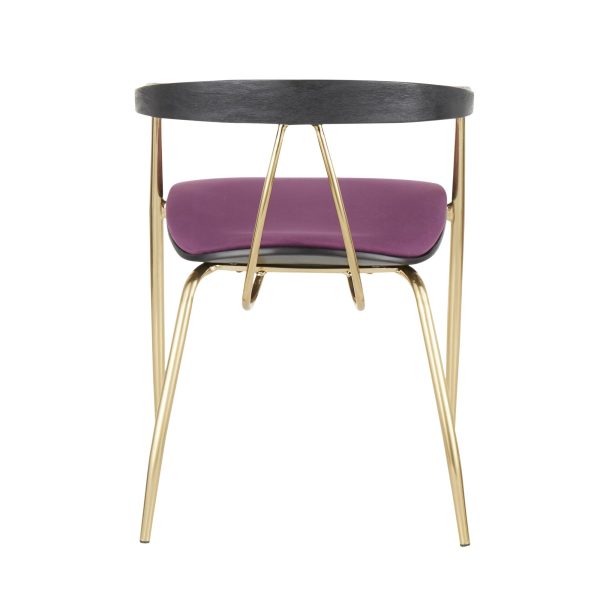 Vanessa Gold and Purple Velvet Contemporary Dining Chairs Set of 2 6