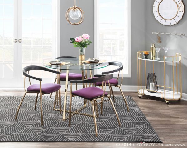 Vanessa Gold and Purple Velvet Contemporary Dining Chairs Set of 2