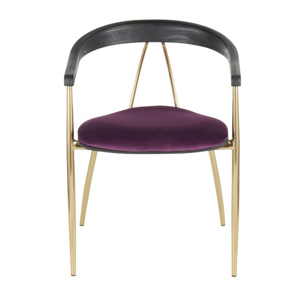 Vanessa Gold and Purple Velvet Contemporary Dining Chairs Set of 2 7