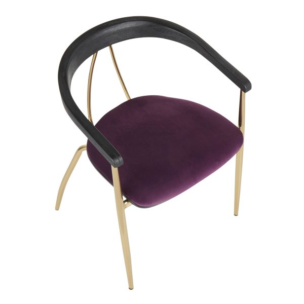 Vanessa Gold and Purple Velvet Contemporary Dining Chairs Set of 2 8